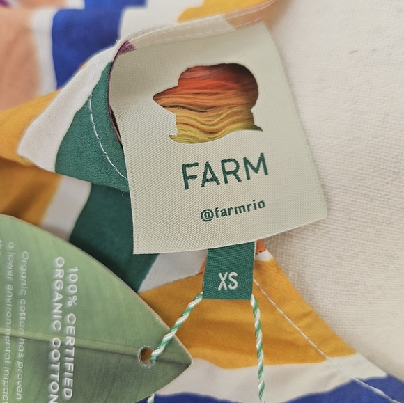 NWT FARM Rio 'Dancing Stripes' Puff Sleeve Crop Top, Size XS - Picture 9 of 16